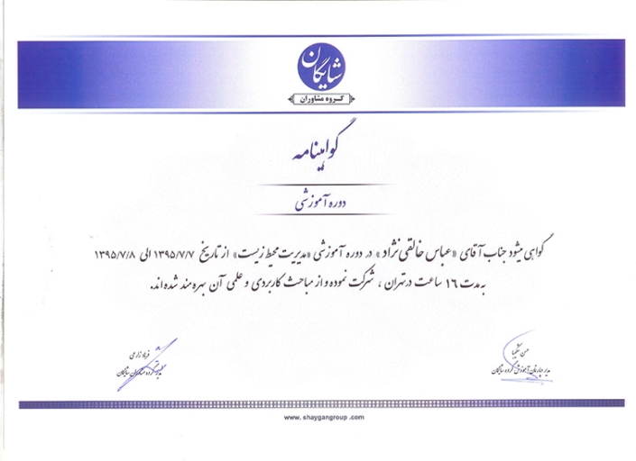 گواهینامه مدیریت محیط زیست HSE